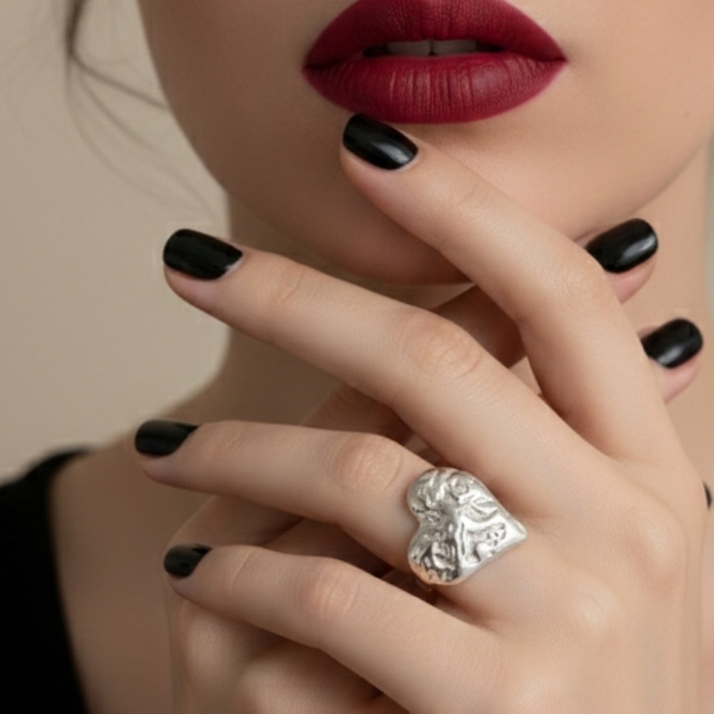 Silver Heart-Shaped Stud Earring